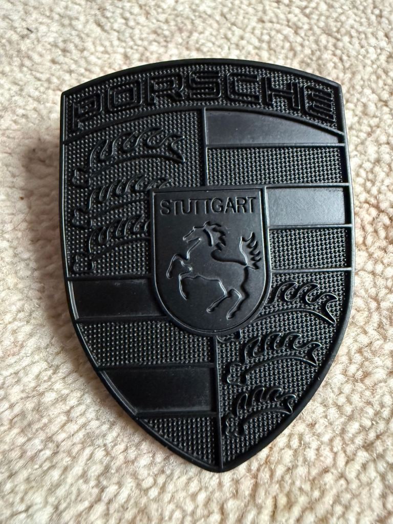 Matte Black Hood Crest 911 Badge Emblem Cayenne Boxster Cayman Metal