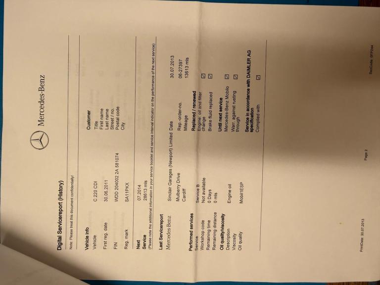 2011 Mercedes-Benz C Class C220 CDI BlueEFFICIENCY Sport 4dr Auto SALOON DIESEL Automatic