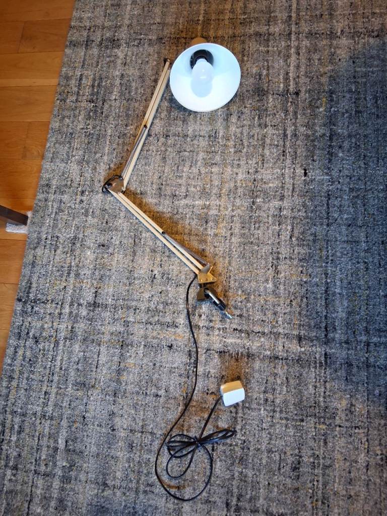 Cream Adjustable Clamp on Desk Table Lamp 80cm.  With a vintage retro design, this useful clamp