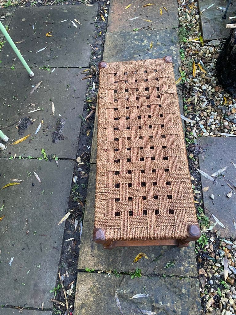 image for Antique seagrass footstool