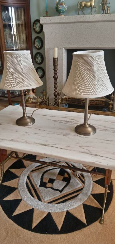 2 x Table/Bedside Lamps Cream  Pleated Shades