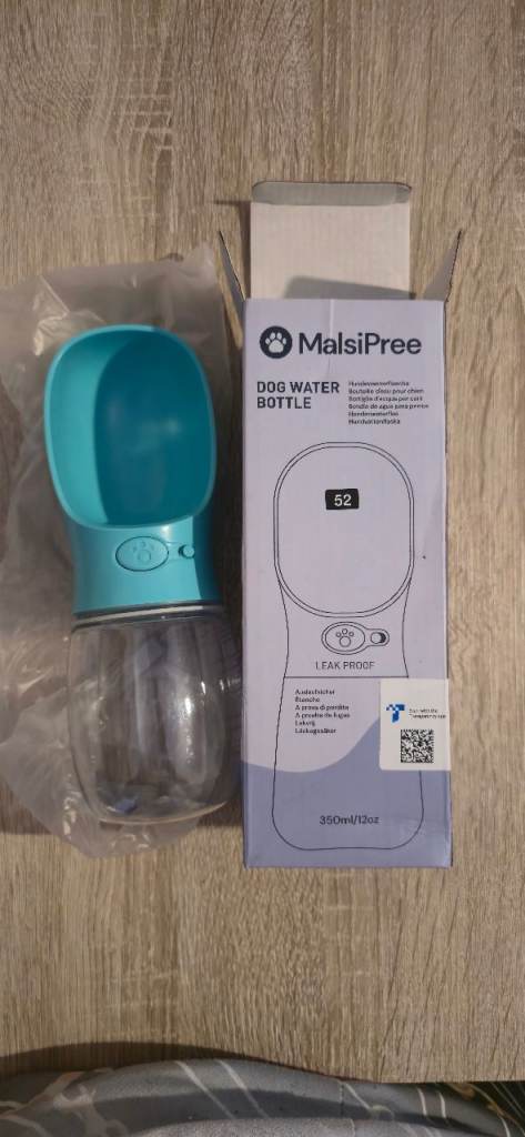 Malsipree 550ml Dog Water Bottle Leak Proof Portable Puppy Water Dispenser Blue