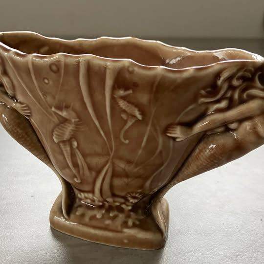 Vintage Wade Mermaid & seahorse/coral vase 6 x 3 1/4 inch approx.