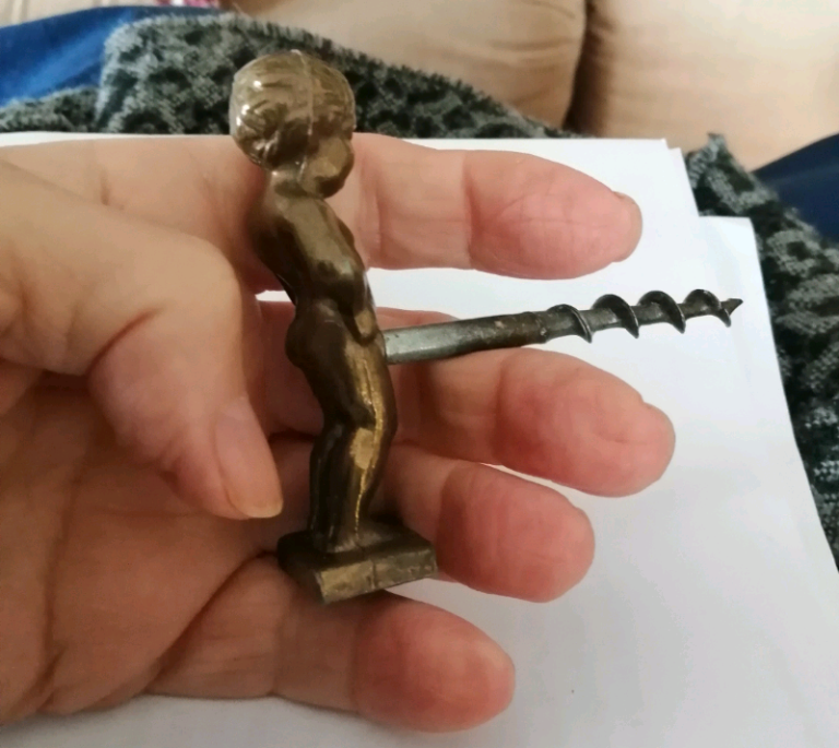 Brass Little Boy Corkscrew bottle opener 