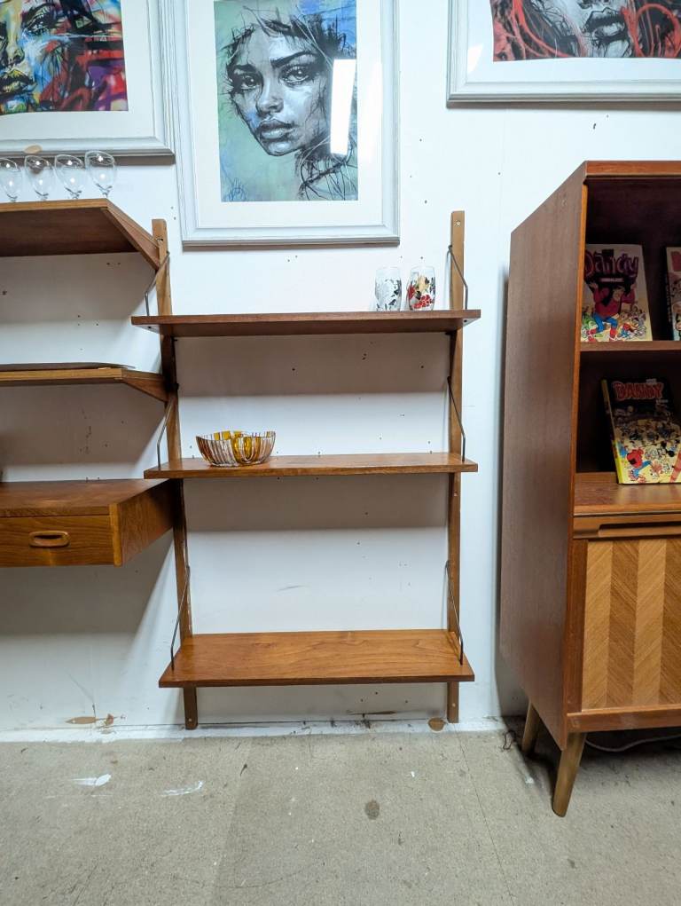 Danish Mid Century Teak Shelving by PS System