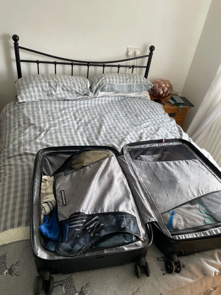 Double bed and headboard and mattress 