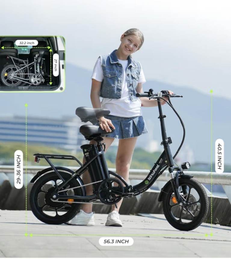U4 Electric Bike, 16" Portable Electric Bicycle with Removable Battery