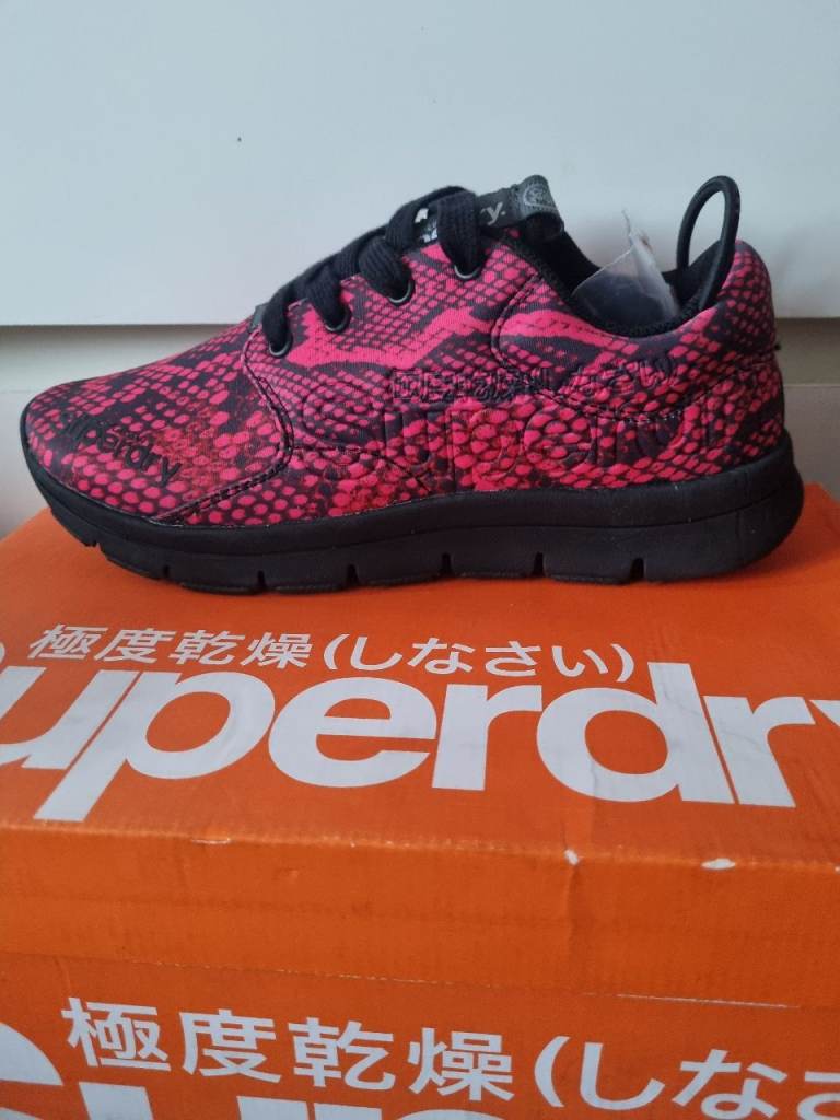 Superdry Womens Trainers – Pink Snake Print, New with Tags