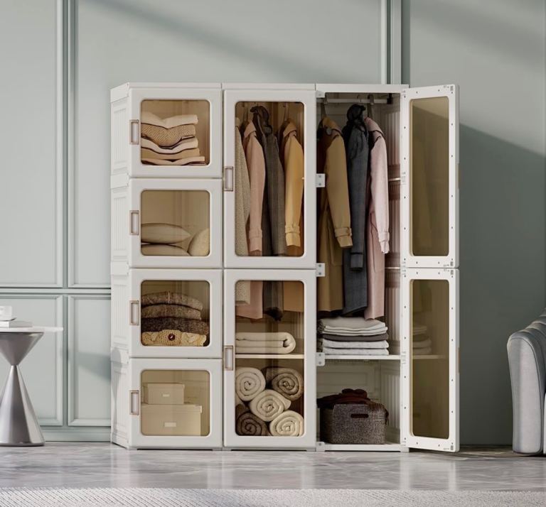 Modular Plastic Wardrobe Storage Unit – White, As Good As New