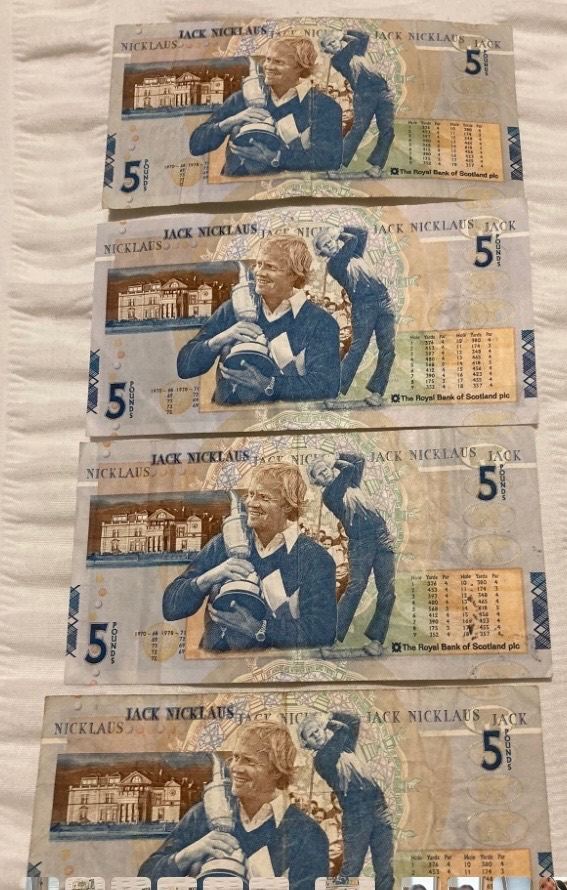 Jack Nicklaus Commemorative £5 Banknotes - Royal Bank of Scotland £80 ovno