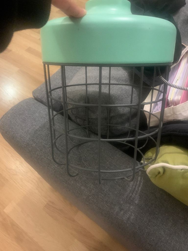 Mint Green and Grey Metal Cage Pendant Light Shade