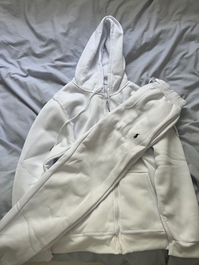 White Polo Ralph Lauren Hoodie and Joggers Tracksuit Set