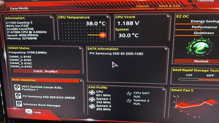 Intel i7-6700K GA-Z170X-Gaming 5 32GB CMK16GX4M2B3200C16 RM650x