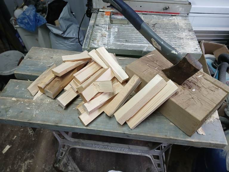 Big bags of axe cut kindling