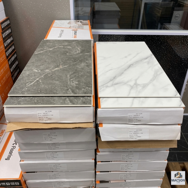 SPC Marble Effect Vinyl Flooring – Grey & White Available | 7mm Waterproof Click Flooring