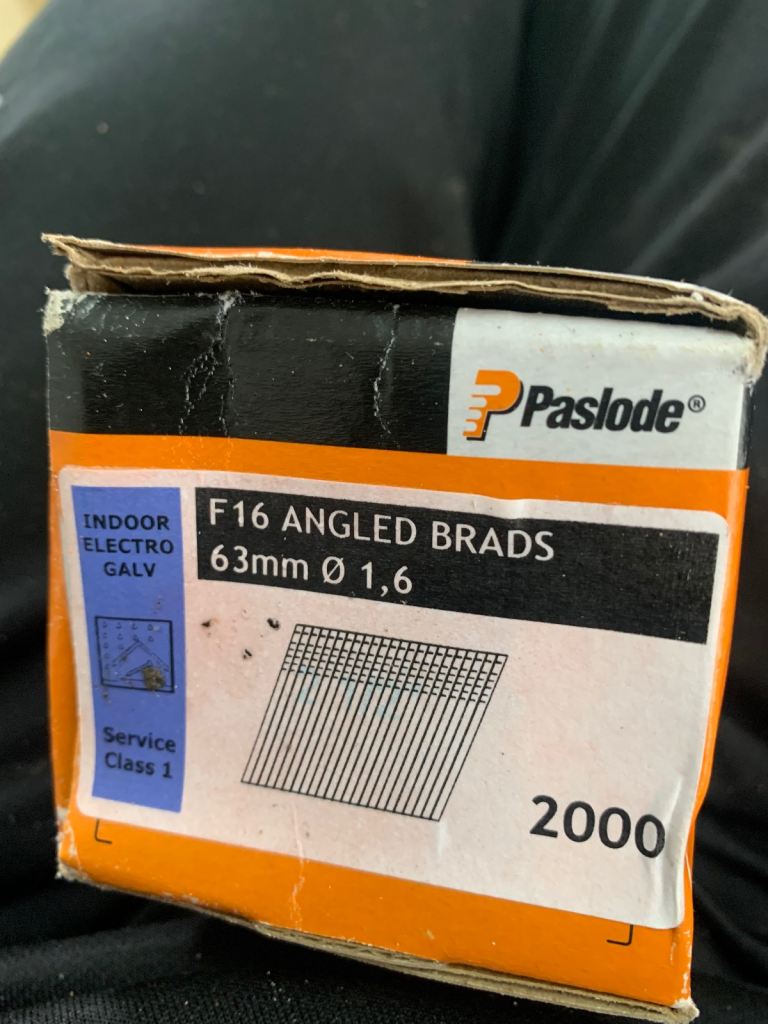 4 boxes of Paslode f 16 angled brads nails 63mm