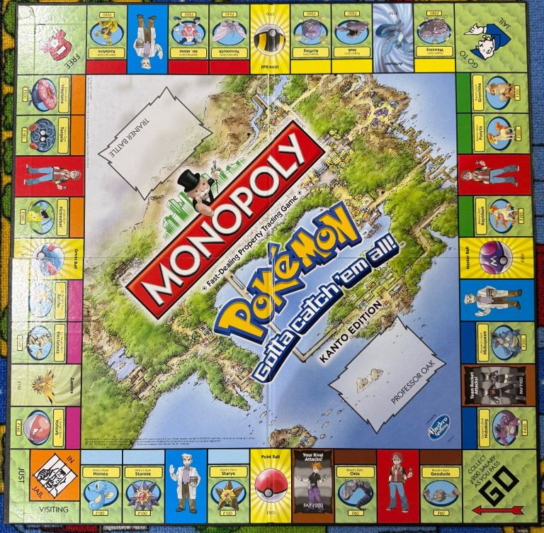 Monopoly Pokemon Kanto Edition Board Game - Good Condition