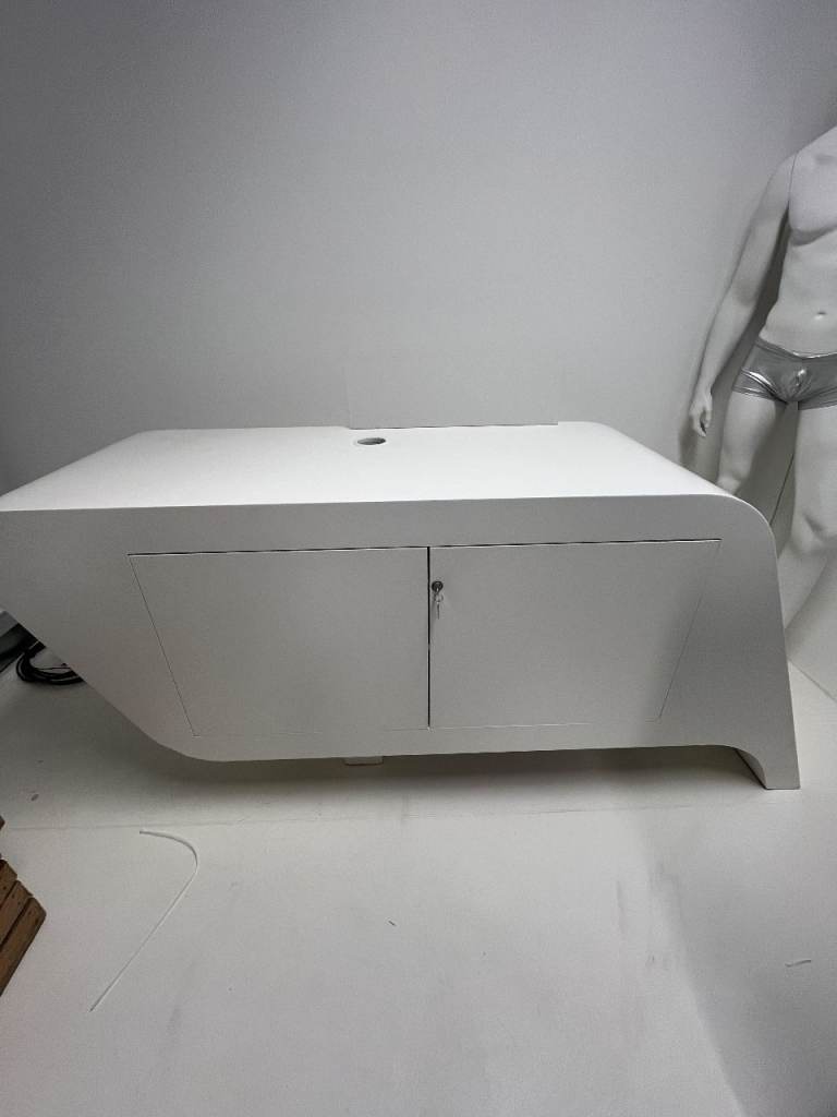 White Table with Cupboard Space