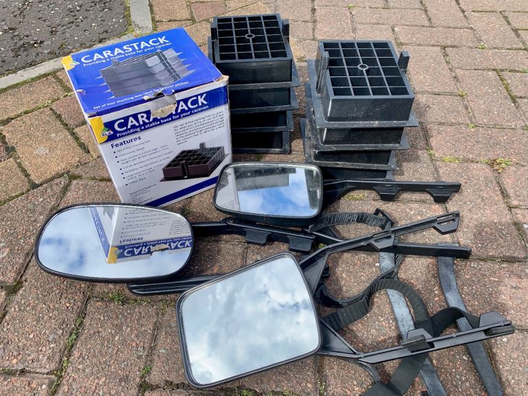 Caravan accessories - tow mirrors and stackers