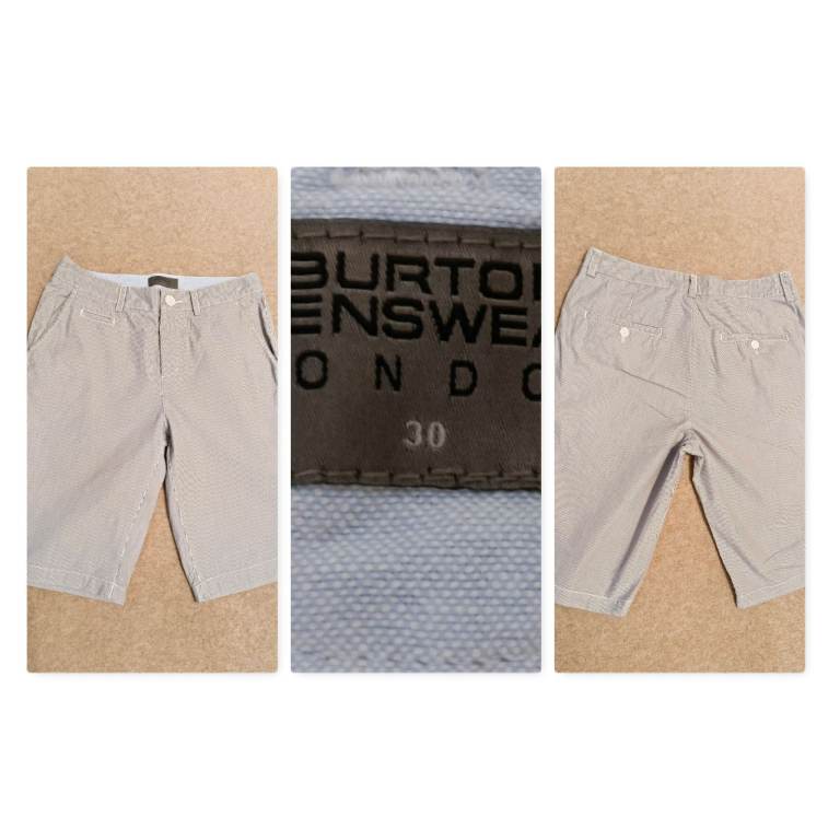 Men's Burton Menswear tailored shorts white with navy blue pinstripes W30 £5