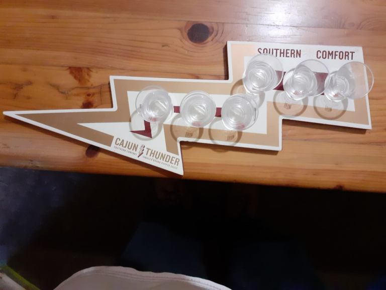 Southern Comfort shot glasses & server tray