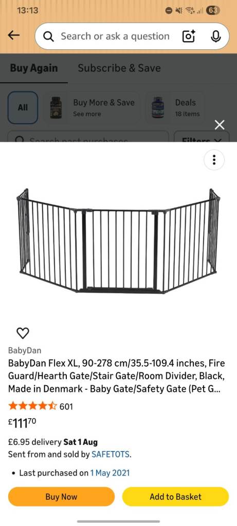 BabyDan Flex XL Safety Gate/Room Divider – Black, Very Good Condition