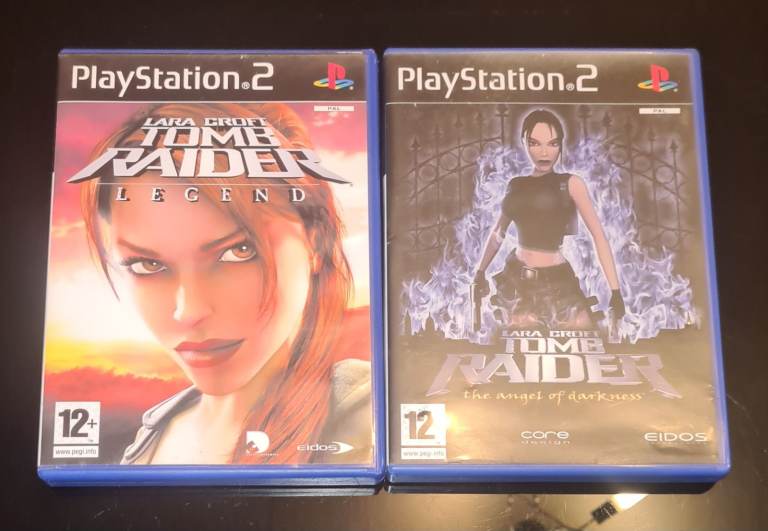 PlayStation 2 Tomb Raider Lara Croft Legend & The Angel Of Darkness Games + PS2 Memory Card