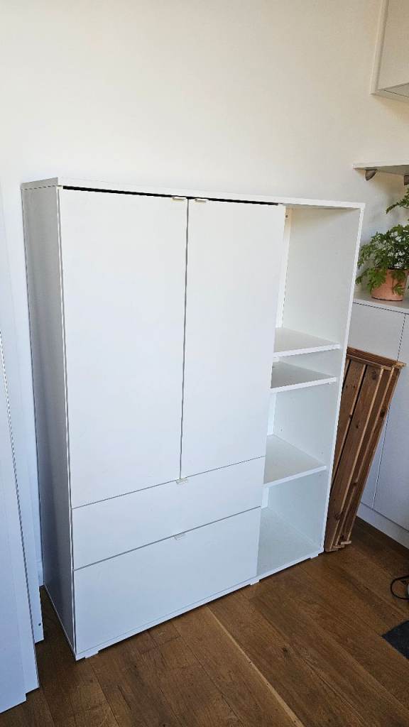 IKEA White Wardrobe with Shelves and Drawers – Good Condition