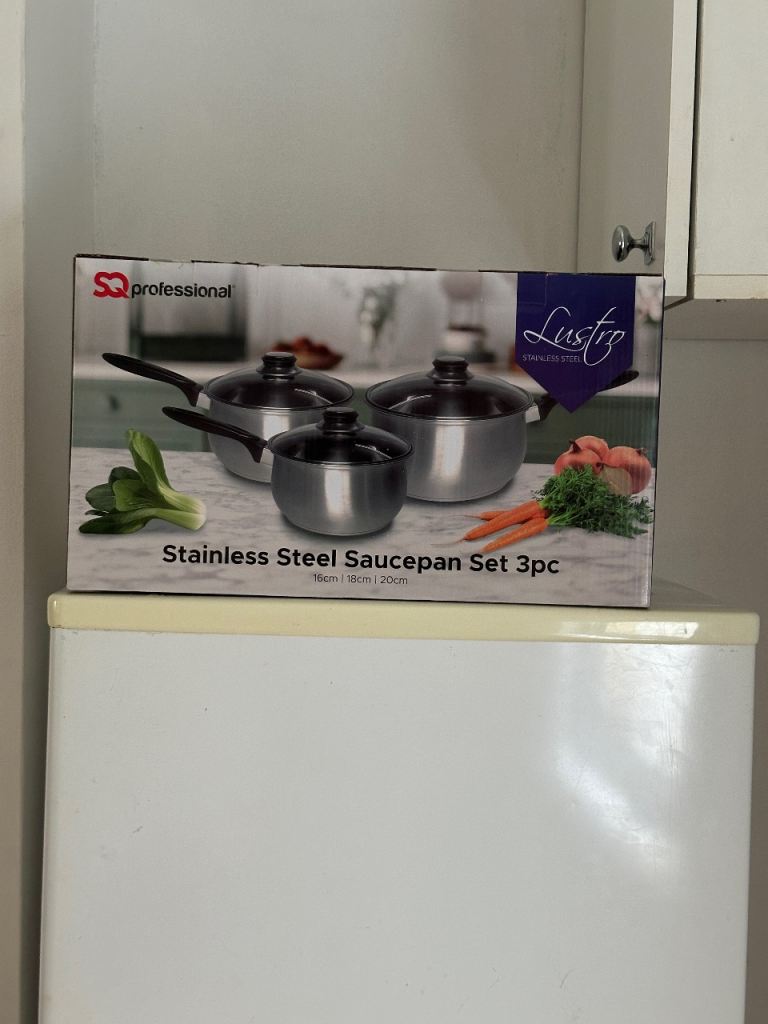 SQ Professional Lustro Stainless Steel Saucepan Set 3pc - New