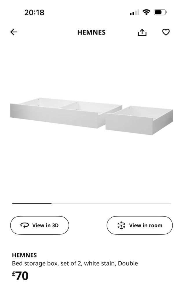 Malm under bed storage (Ikea)