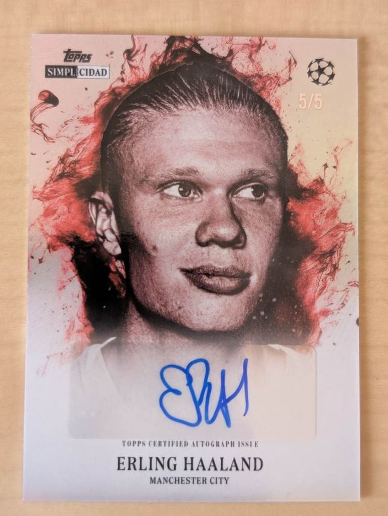 🔥 ERLING HAALAND AUTO /5 🔥 Topps Simplicidad Sticker Autograph Manchester City SSP RARE