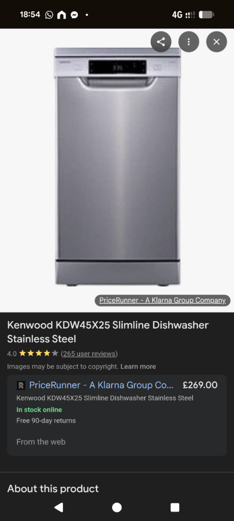 Slimline dishwasher 