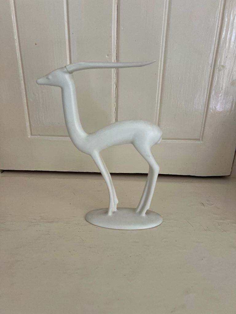 Vintage Villeroy & Boch Art Deco white ceramic gazelle sculpture