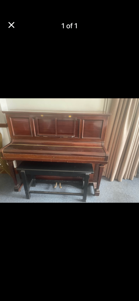 Traditional Upright Piano with Bench - Fair Condition