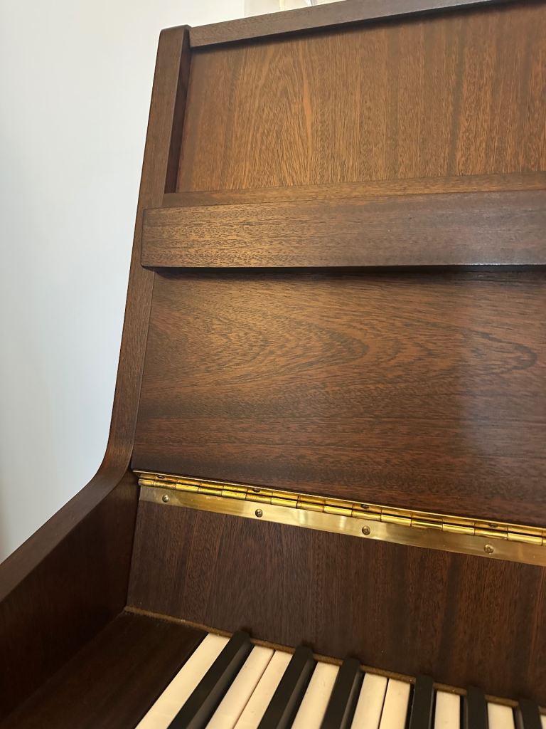 REDUCED - Stunning KEMBLE CLASSIC Satin Mahogany Upright Piano and Hinged Piano Stool - Like New