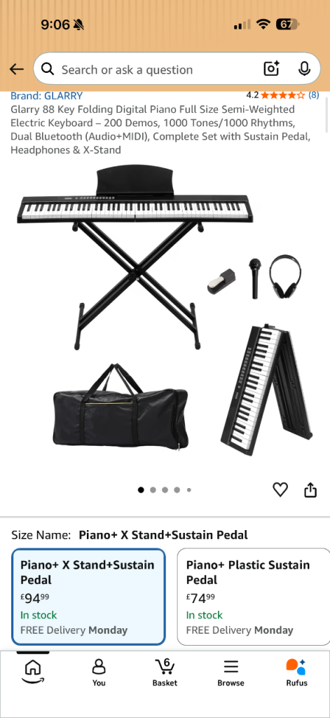 GLARRY 88 Key Folding Digital Piano Y-201 – Brand New