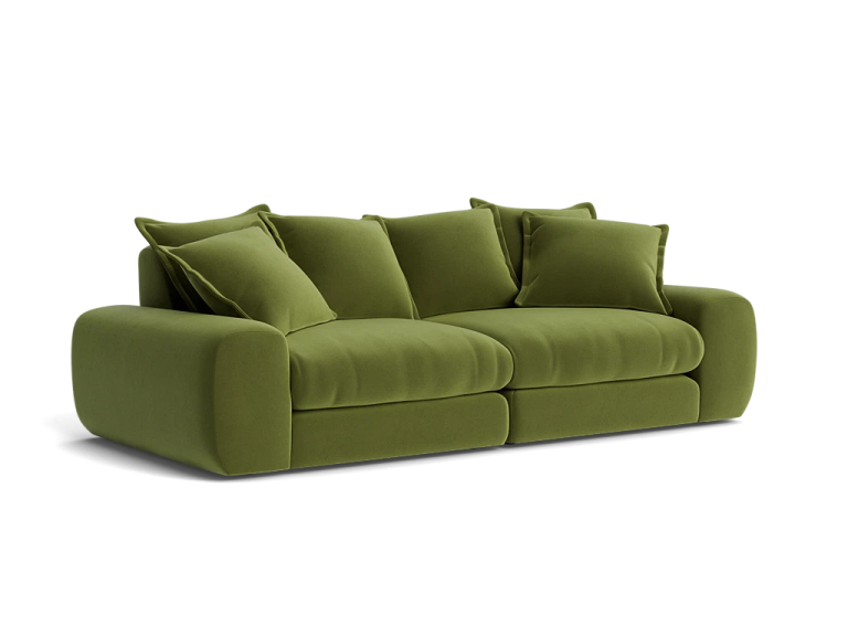 Loaf Medium Wedge Modular Sofa – Grass Clippings Clever Velvet (Castelan Fabric)