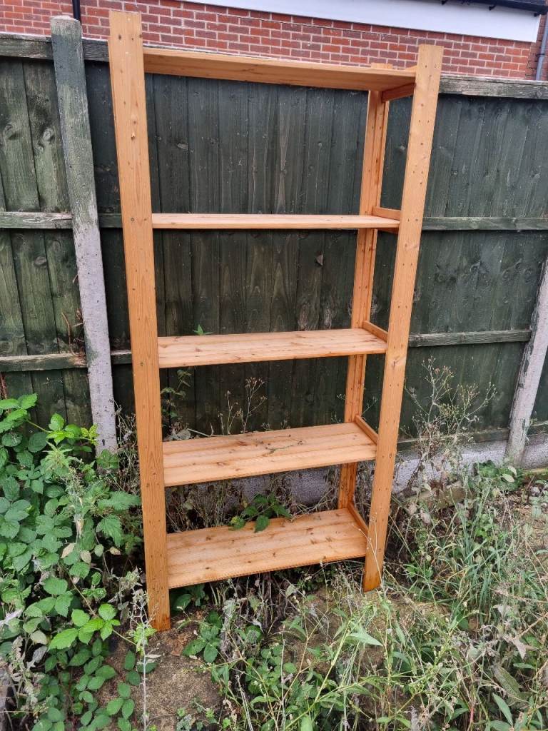 wooden shelf unit