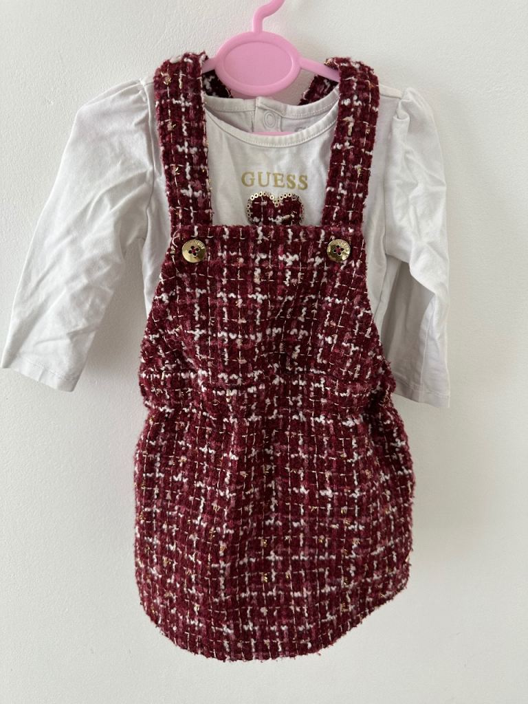 Guess Baby Girl's Red Tweed Dress with White Top – As Good As New