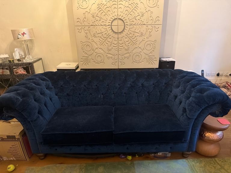 Royal. Blue chesterfield sofa 