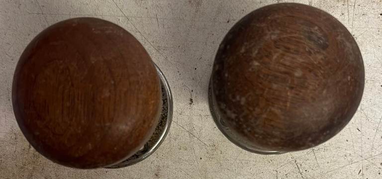 Pair of Modern Wooden Door Knobs with Metal Fittings