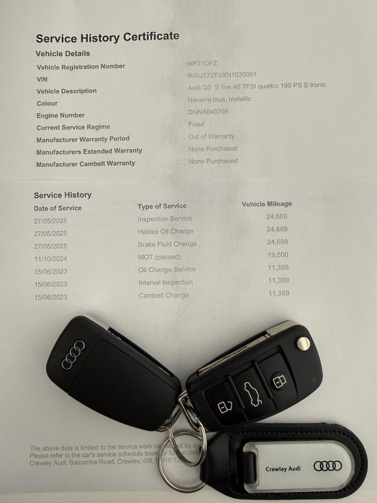 2021 Audi Q3 2.0 TFSI 40 S line SUV 5dr Petrol S Tronic quattro Euro 6 (s/s) (190 ps) ESTATE Petr...