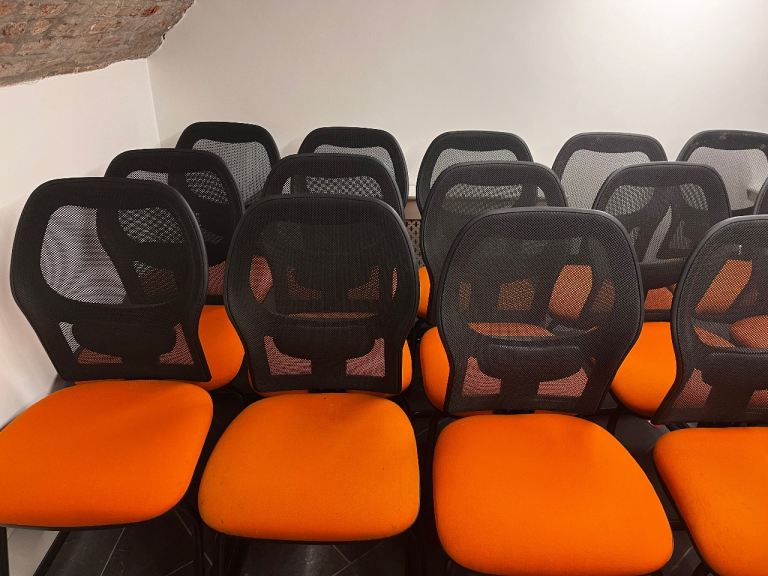16 Office Meeting Room Chairs- Orange and Black