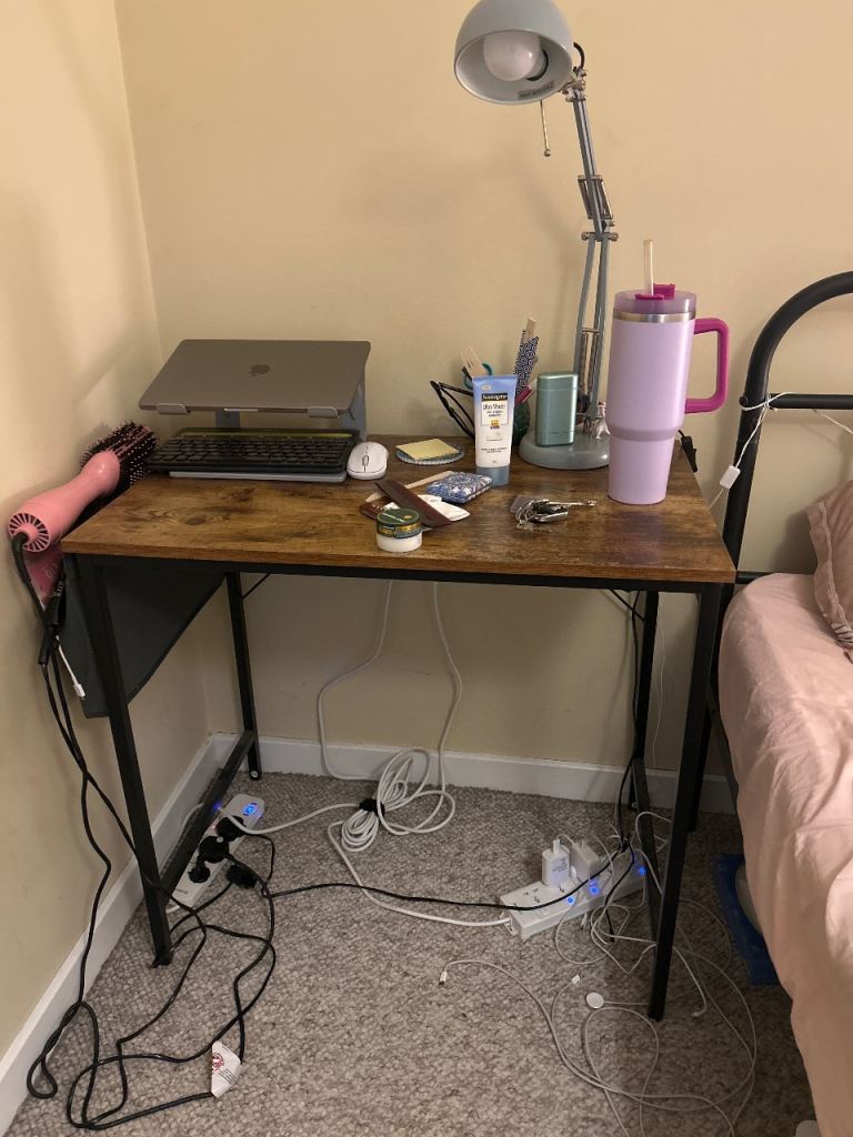 Compact Wooden Desk with Metal Frame – Good Condition, £19.00 for Sale