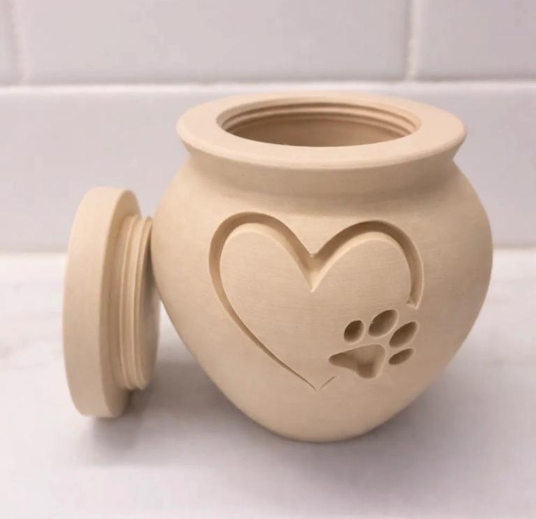 Pet Memorial Urn with Heart and Paw Print