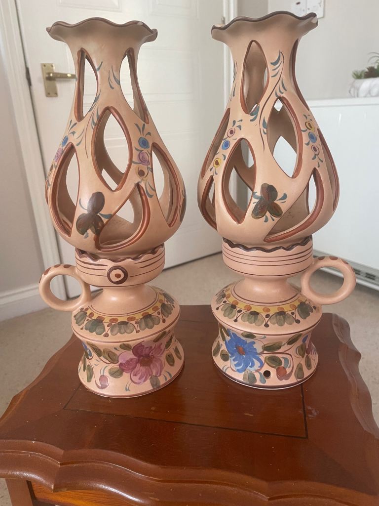 Two Traditional Portuguese Ceramic Lamps 