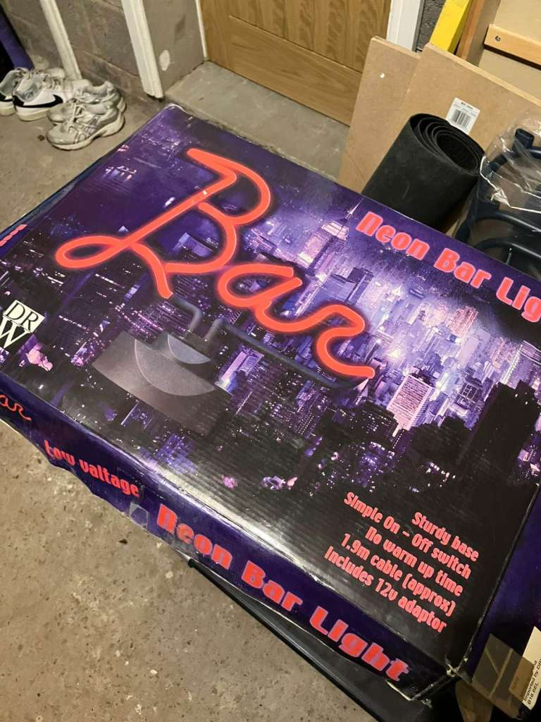 Neon bar light in its original box
