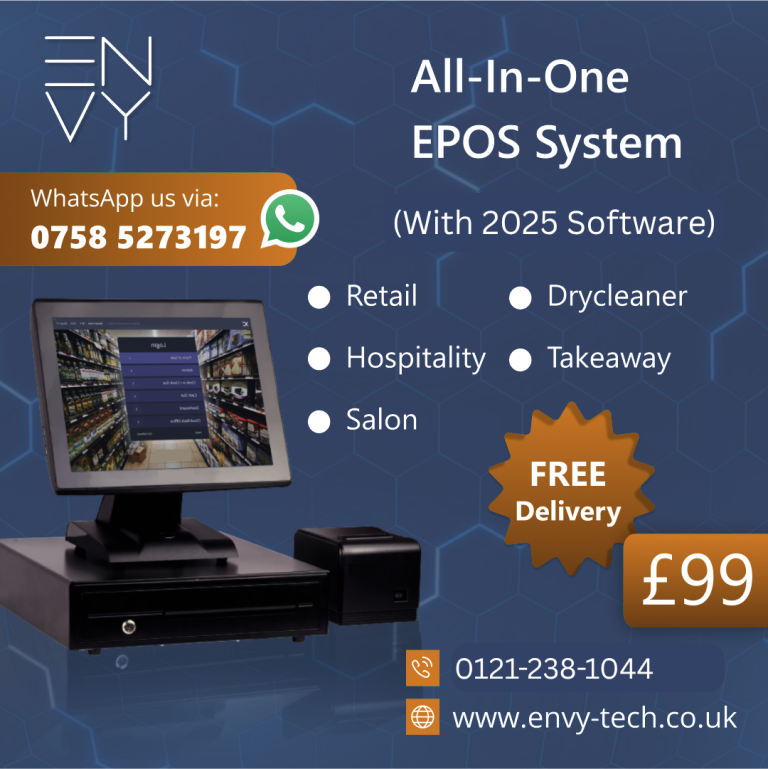  Full Touchscreen EPOS System for Takeaway POS Cash Register Till Delivery Fast Food Pizza Curry