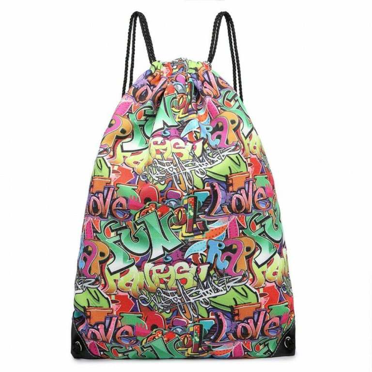 THE OLIVE HOUSE / GRAFITTI DRAWSTRING BAG / MULTI COLOURED / NEW WITHOUT TAGS /