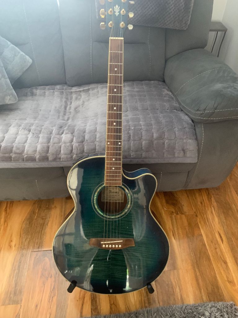 Ibanez Electro Acoustic Guitar - Teal Burst Finish, Good Condition